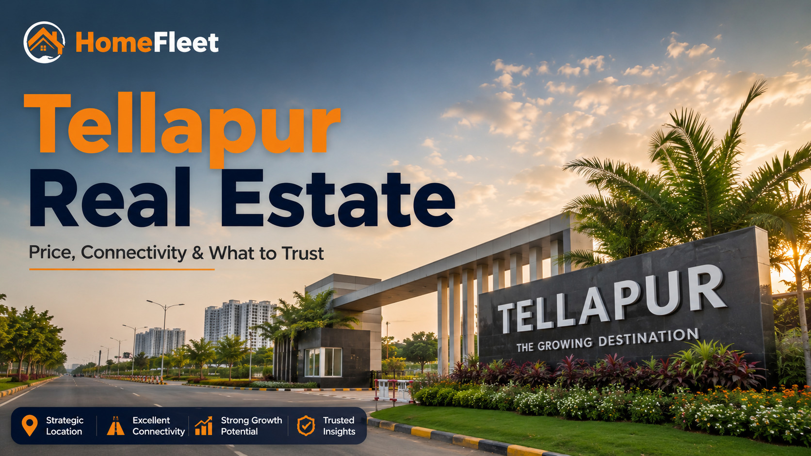 Tellapur real estate Hyderabad with modern residential developments and roads